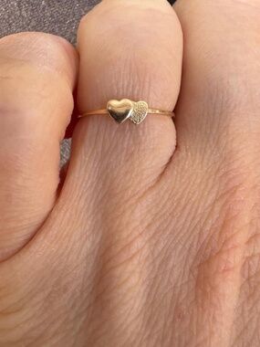 14k Double Heart Minimalistic Gold Ring